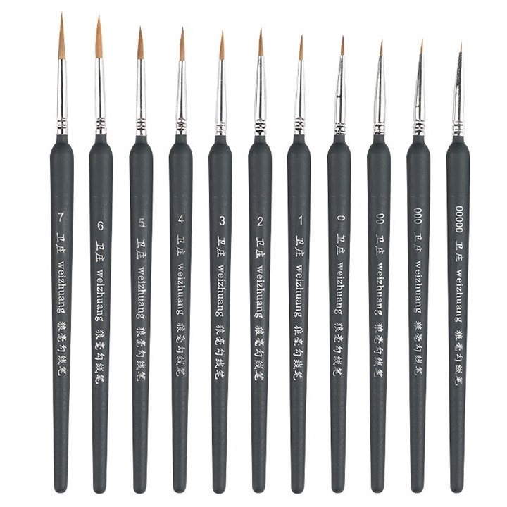 

Kuas Lukis Liner Weizhuang Tip Nylon Bulat 11pcs SET Wei Zhuang Round brush Set Detailing d O1H8