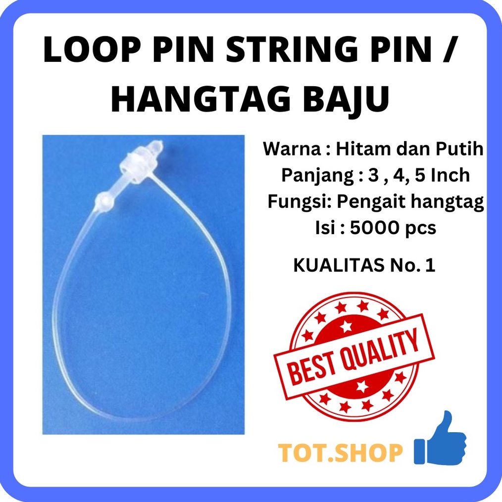 

TANPA DOS 5 pcs LOOP PIN HANG TAG PLASTIK LOCK STRING PIN uk 3 4 5 Inch Tali Hangtag Baju x Q7Z5