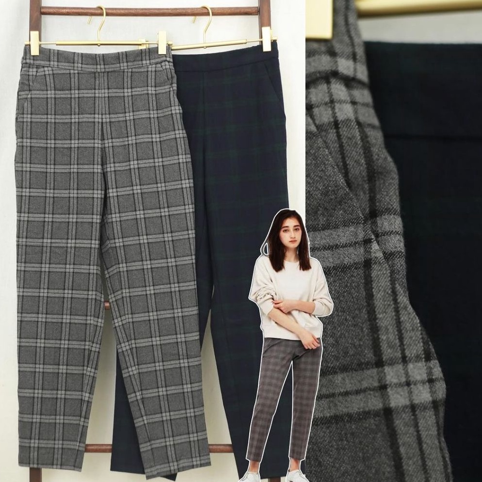 KODE L76O RC388 GU Women Highwaist Ankle Plaid Pants RKH91