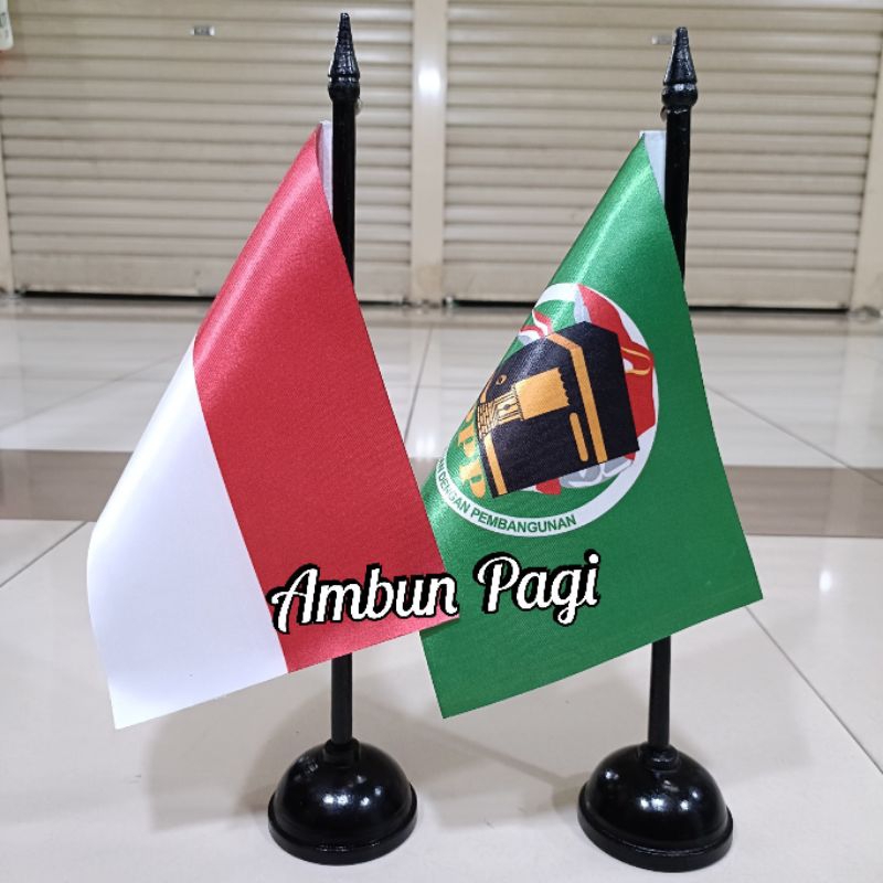 

best seller tiang kayu meja+bendera partai PPP+bendera Merah Putih