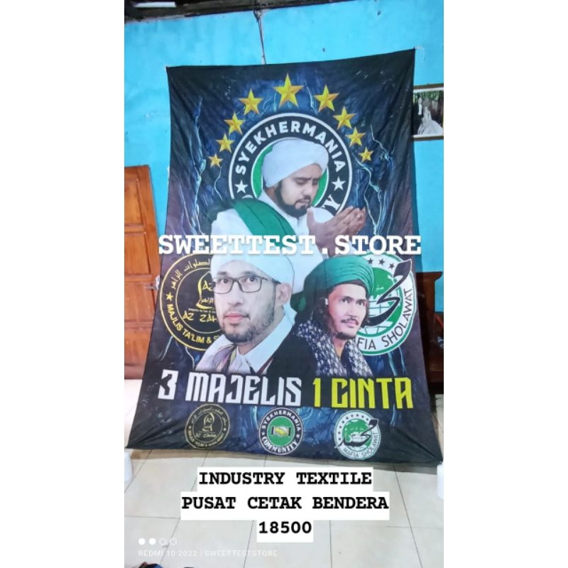 1HARI JADI + READY STOK UK 200X150CM, FREE STICKER, BENDERA SHOLAWAT TERMURAH, TERLARIS + TERMURAH, 