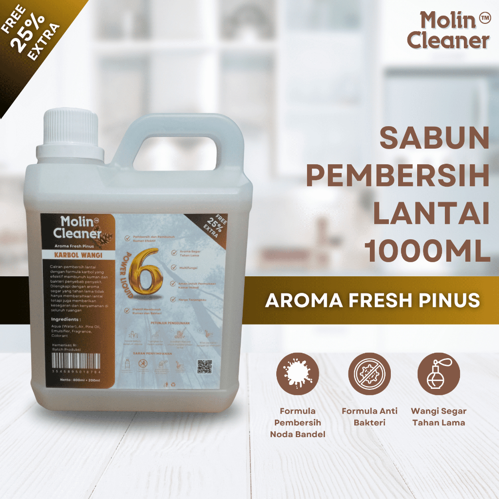 Molin Cleaner Karbol Kamar Mandi Penghilang Bau / Karbol Wangi 1 Liter / Karbol Kamar Mandi Aroma Pi