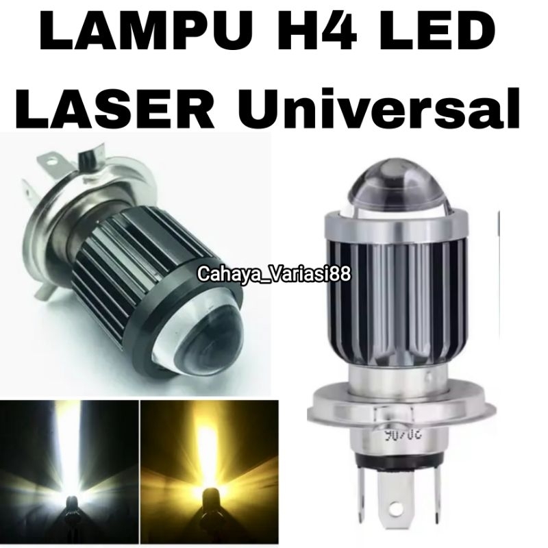 LAMPU UTAMA LED DEPAN MOTOR MOBIL H4 LASER  AC DC/Lampu Utama Led h4 terang Putih Kuning