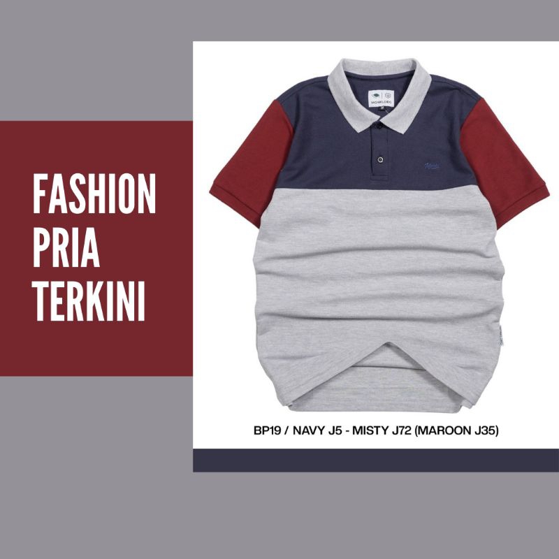 Kaos Pria Kaos Kerah Monkl Kombinasi Bahan Lakos