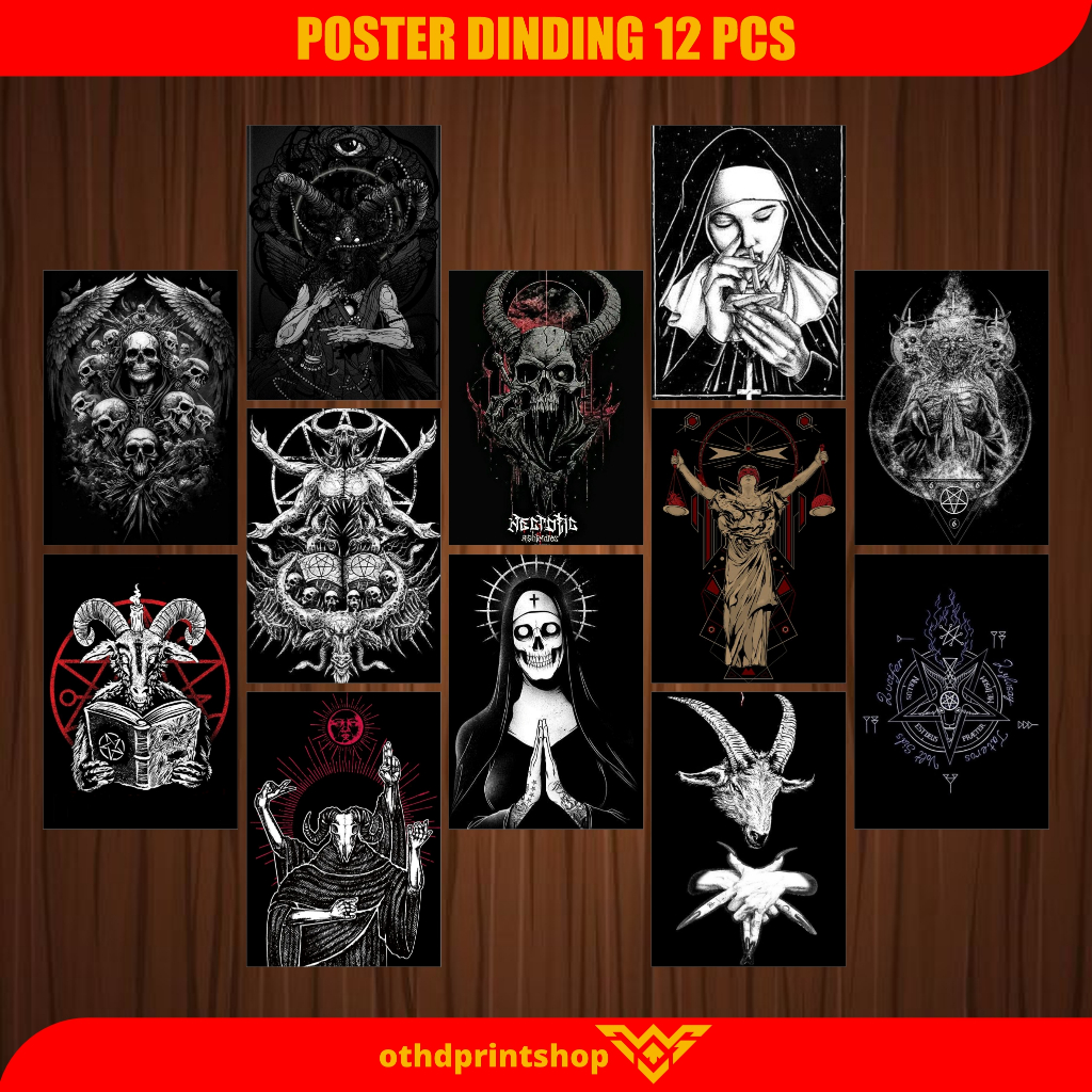 Poster Dinding 12 pcs Poster Aesthetic Poster Satan Poster Dinding Kamar Cewek Cowok I othdart