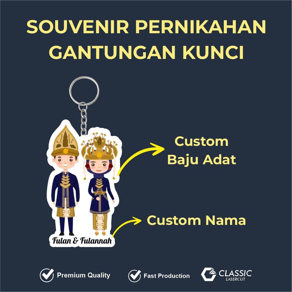 Classic Lasercut / Custom Souvenir Gantungan Kunci Pernikahan / Custom Gantungan Kunci Pernikahan / 