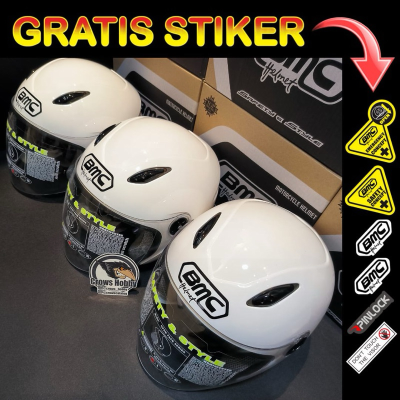 HELM BMC MILAN ORIGINAL SNI Solid WHITE GLOSS