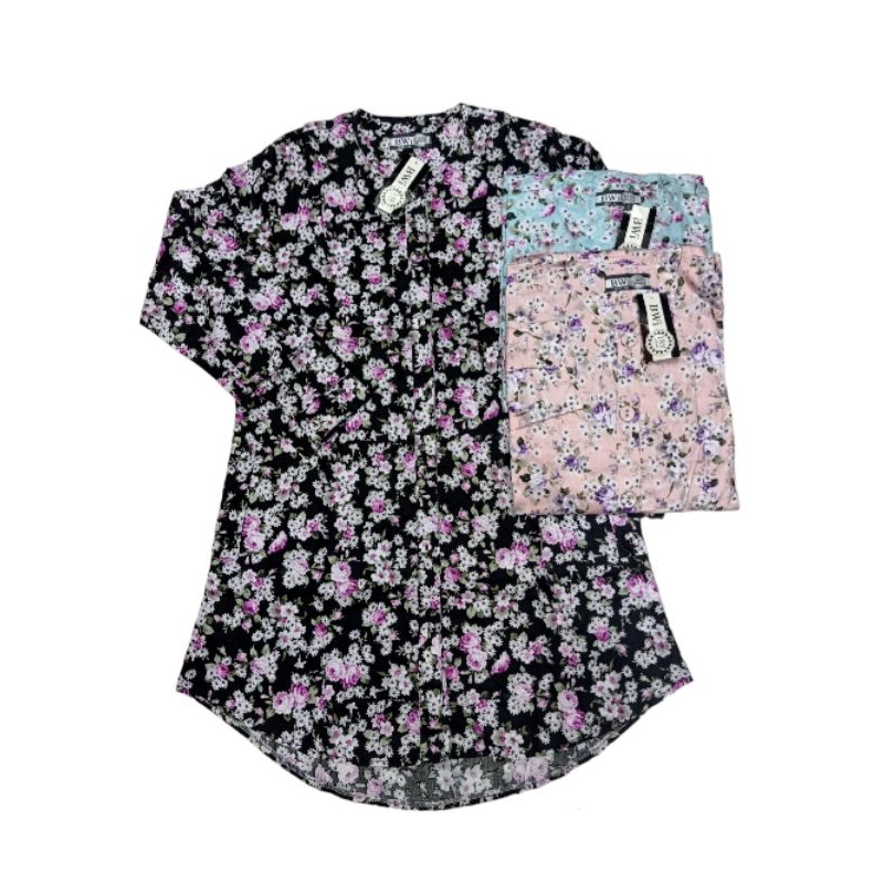 TUNIK WANITA BUNGA KATUN JEPANG BWI88