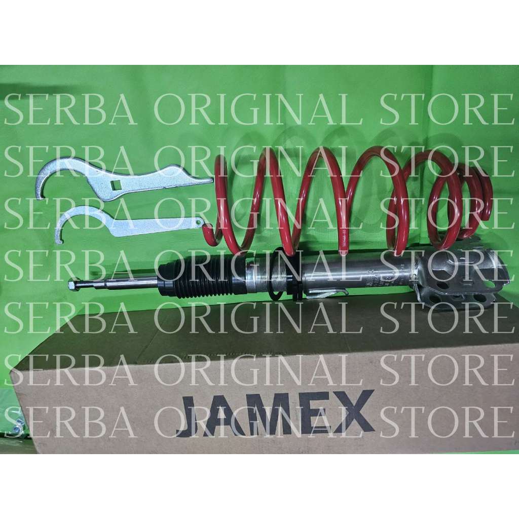 COILOVER Shock dan Per Keong Depan ORIGINAL ASLI merk JAMEX ADJUSTABLE TOYOTA YARIS BAKPAO 2006-2013