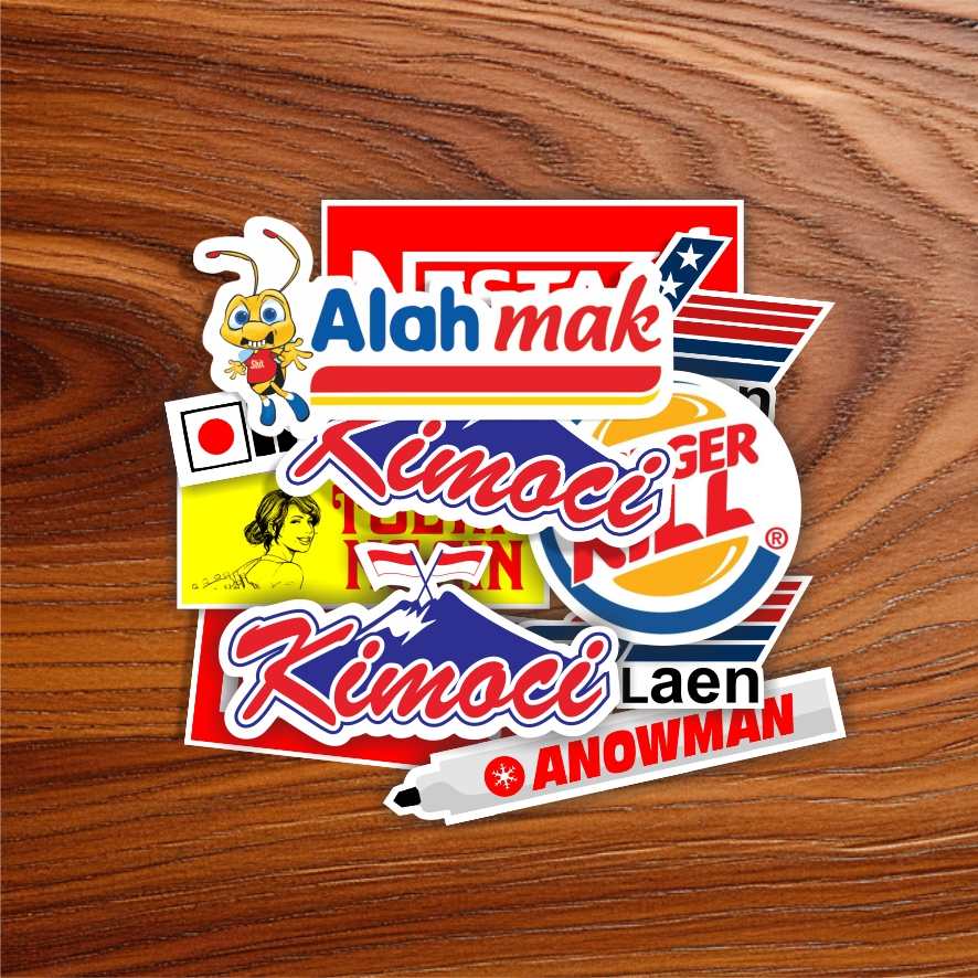 stiker logo plesetan/stiker helm/stiker variasi motor/stiker lucu plesetan logo/stiker