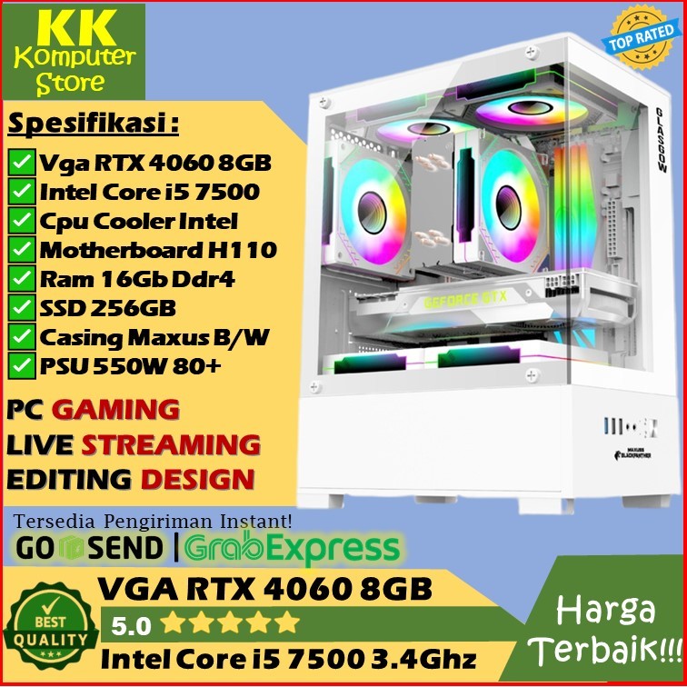 Pc Gaming Live Streaming Rtx 4060 |Core i5 7500 [ Pc Editing Pc Design Pc Live Streaming Rtx 4060 ]