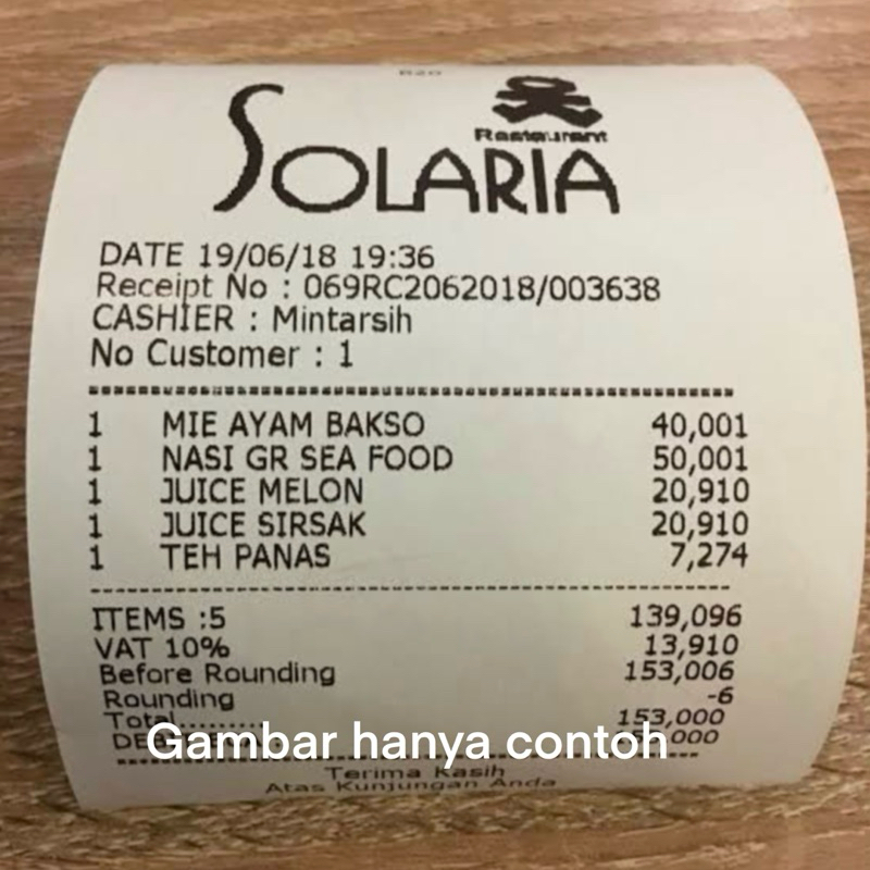 

RB Isi 10 Roll Thermal 80mmX50mm cocok digunakan untuk Struk Parking/Struk Belanja