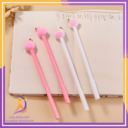 

OSB Pena Karakter Flaminggo Pulpen Gel Karakter Burung Bangau Lucu Alat Tulis Sekolah Kantor ATK Pena 3D Pulpen Murah