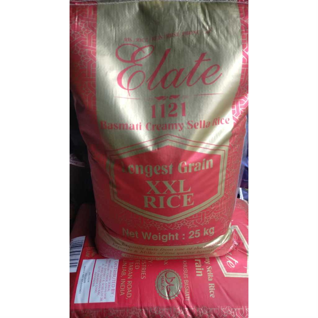 

Beras basmati Elate Long Grain XXL - 1121 Basmati Creamy Sella 1Kg kemasan reapck