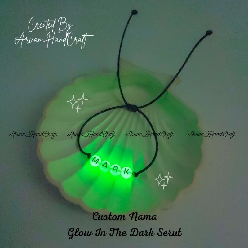 Gelang Custom Nama Glow In The Dark Model Serut // Gelang Glow In The Dark Custom Nama Model Serut
