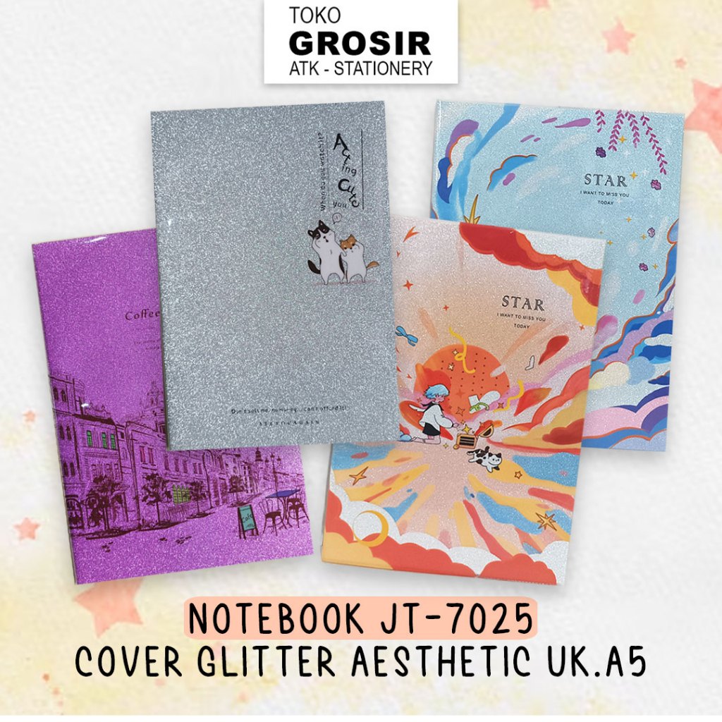 

NOTES/NOTEBOOK GLITER CAKEP A5 JT7025 BUKU CATATAN A5 GLITTER