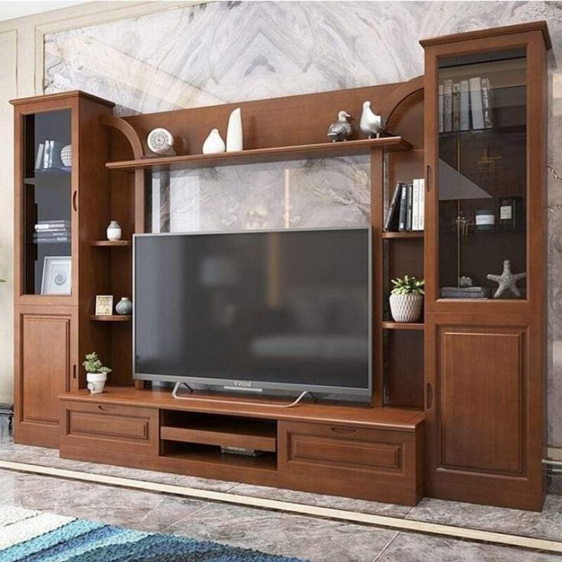 BUFET TV MINIMALIS JATI_LEMARI PAJANGAN KACA_CABINET TV MODEEN
