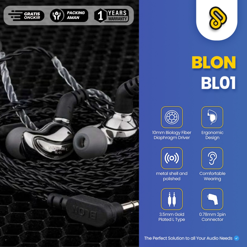 Blon BL01 10MM BIOLOGY FIBER DIAPHRAGM DRIVER HIFI IN-EAR EARPHONE