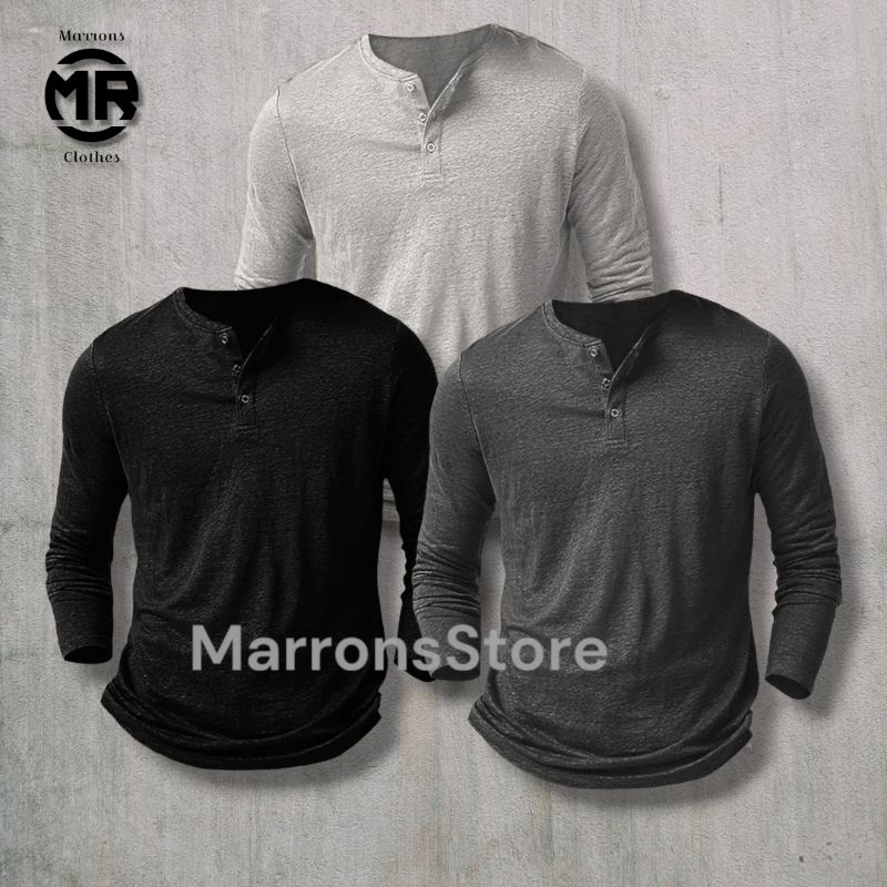 Paket Hemat/kaos pria/kaos panjang pria/KAOS POLOS PRIA/kaos tiga kancing depan/kaos semi kurta