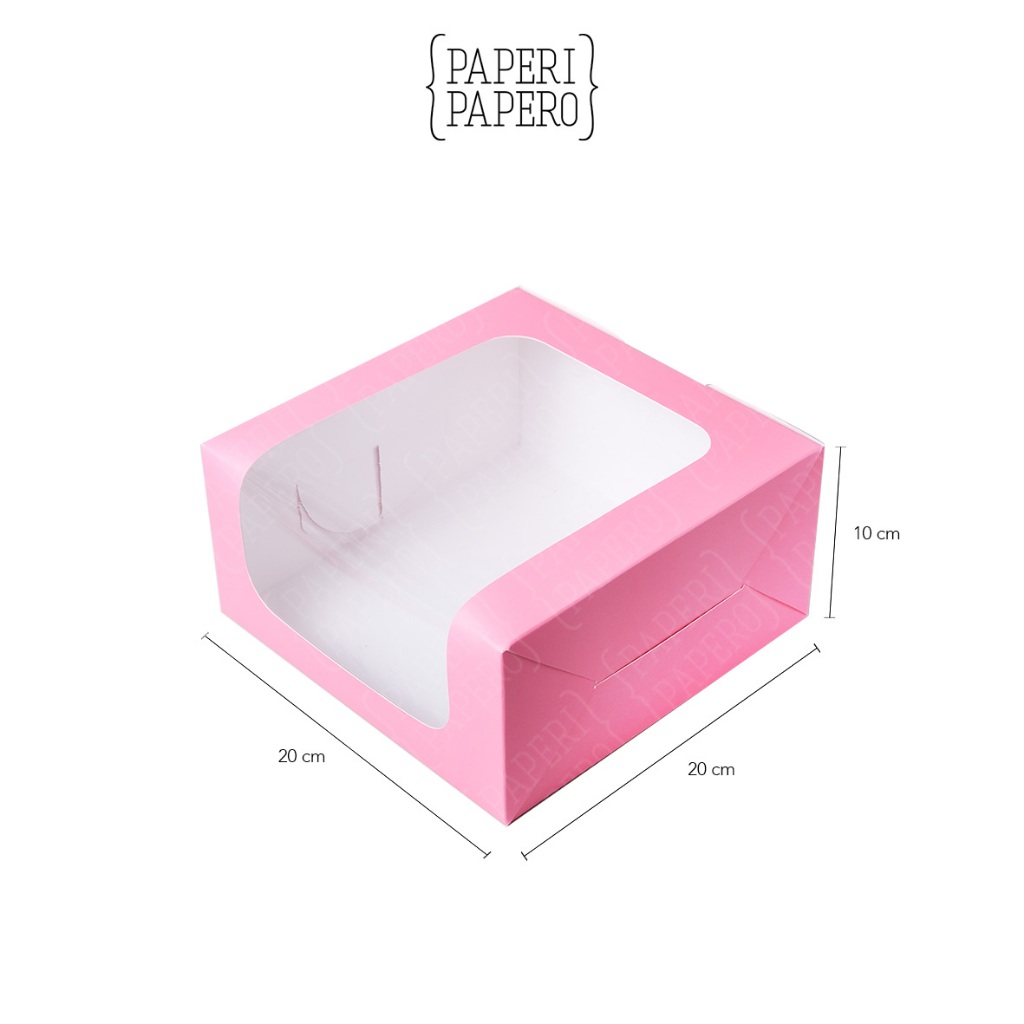 

Pink Cake Box w/ Window (20 x 20 x 10 cm) - Kotak Packaging Kue Jendela Merah Muda / Merah Jambu (5