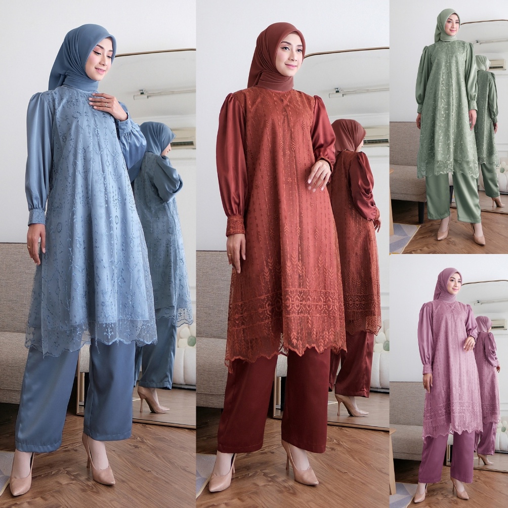 KODE T3U2 Setelan Celana Brukat Tille Setcel Brukat Denim Setcel Brukat Remaja Setcel Brukat Jumbo