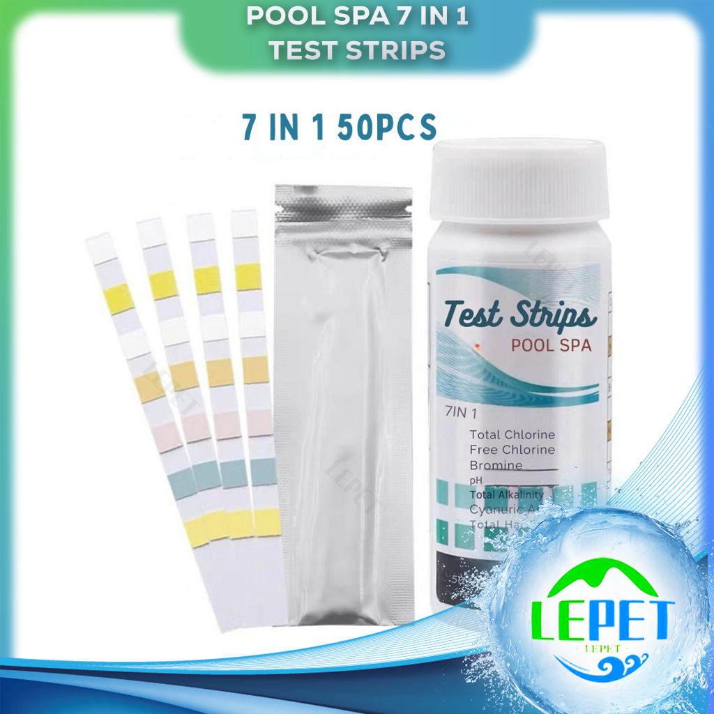 LEPET Pool SPA 7 in 1 Test Strips Total Chlorine No Chlorine Total Alkalinity Acid PH Litmus Paper