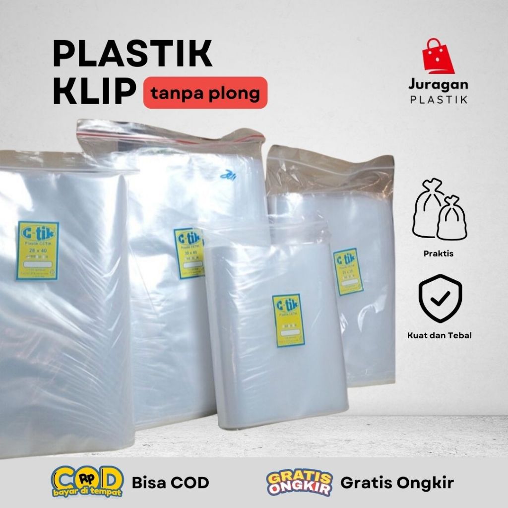 [Satuan] - Lembar / Plastik KLIP Tanpa Plong Ziplock 20x30 ~ 25x35 ~ 30x40 | Plastik ZipLock Packing