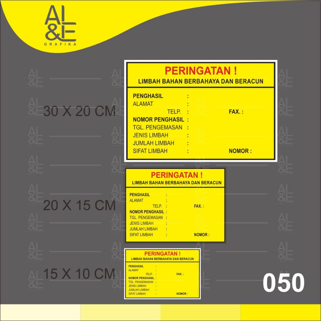 

050 STIKER PERINGATAN LIMBAH BERBAHAYA & BERACUN UKURAN 20 X 15 CM