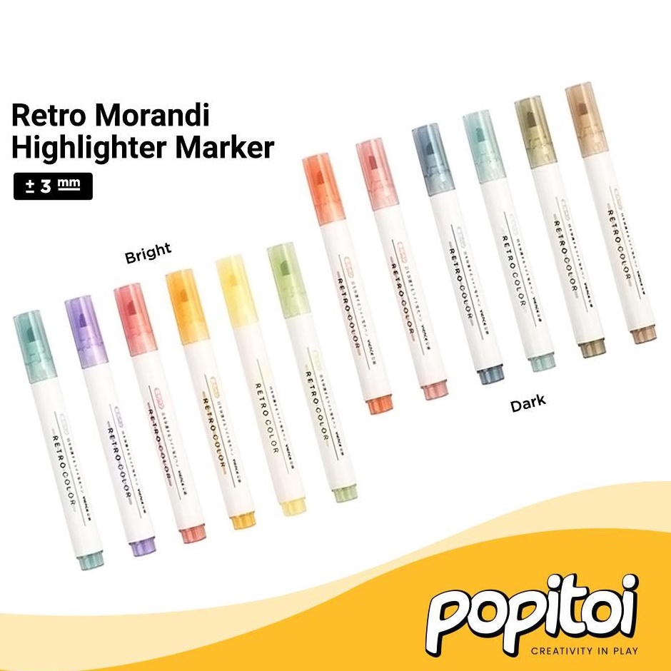 

Retro Morandi Highlighter Marker Set of 6 v R5W6