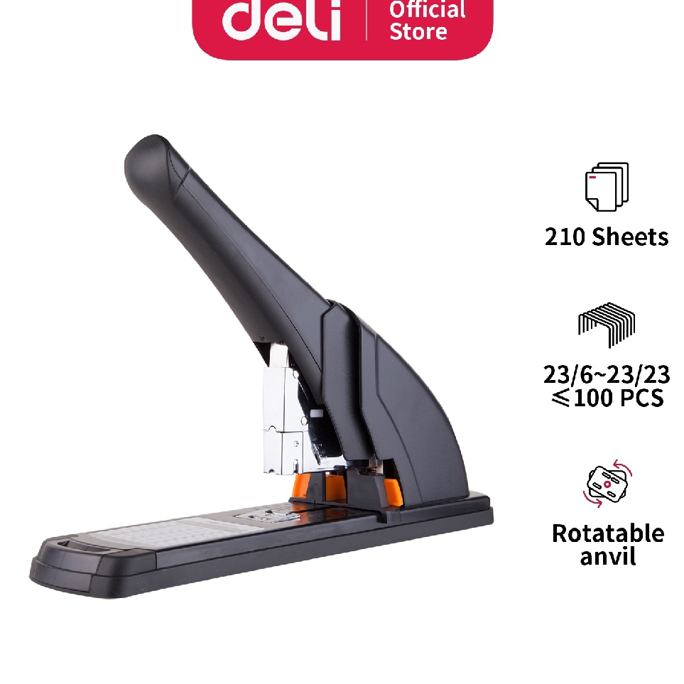 

Deli Heavy Duty Stapler desain ergonomis anti slip pemuatan staples yang mudah 21Sheets E385 b Y1Y2