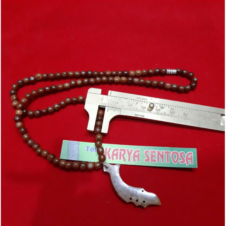 GROSIRAN MURAH Kalung Tasbih Kaoka Bandul Kujang Warna Coklat 6mm