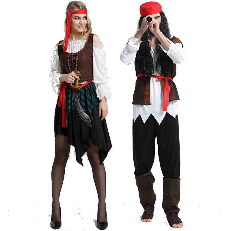 Jack sparrow pirates of the caribbean costume Halloween pirate adult | Kostum bajak laut pria dan wa