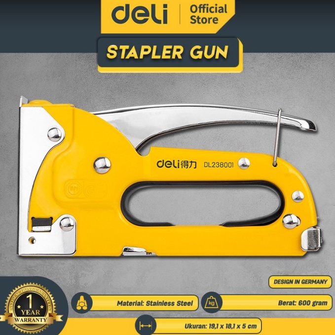 

Deli Stapler Gun Staples Tembak 48mm Perkakas EDL2381 m W1Y4