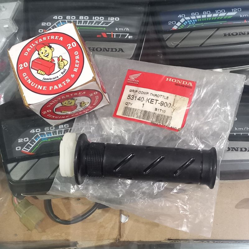 HANDGRIP GRIP KARET SLOP SLONGSONG PIPA GAS HONDA KIRANA KARISMA SUPRA X 125 ORIGINAL ORI AHM 53140-
