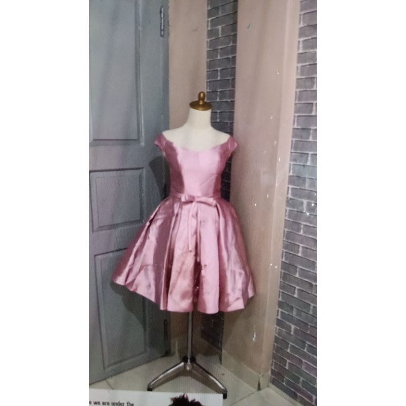 gaun pink.pendek sebrina baru