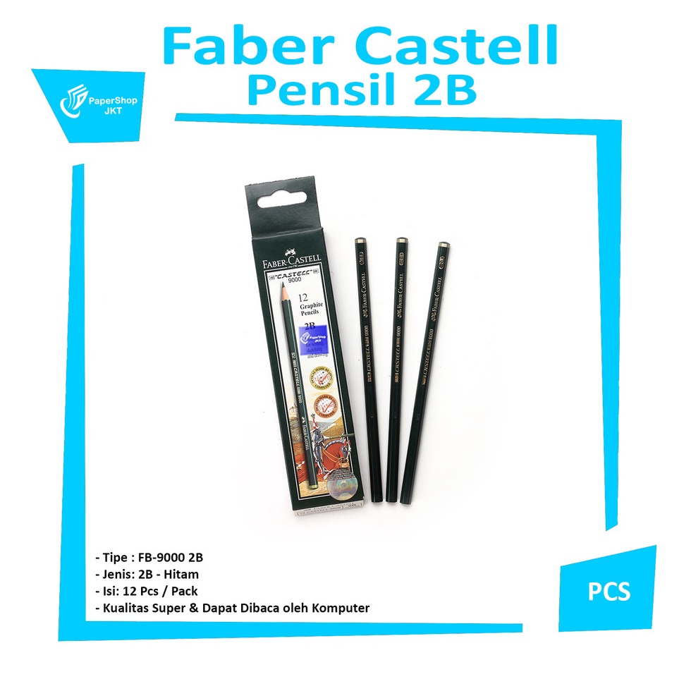 

FABER CASTELL Pensil Tulis Komputer Ujian Varian 2B FB 9 2B LUSIN m V2O3