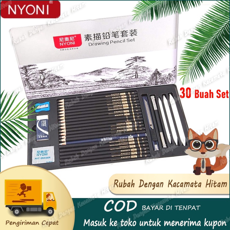

CODNYONI Sketch Drawing Pencil Set 3 Pensil Lukis Sketsa Set LengkapDrawingSketsa pensil Matt sketsa pemula pensil arang penghapus kotak pena pena kertas spons pena set pisausketch pencil set in Kotak besi y SG4