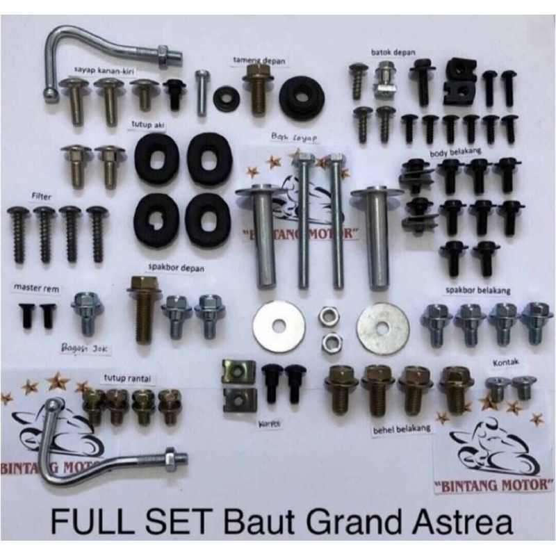 Baut lengkap body Honda Astrea grand - baut fullset body Astrea grand