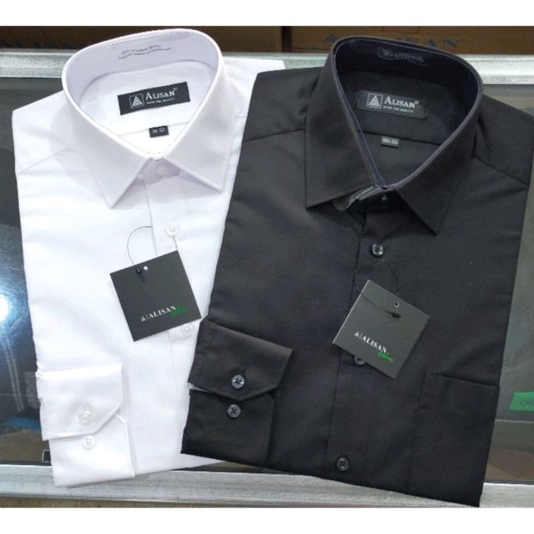 LIMITLESS Alisan kemeja polos reguler hitamputih atasan kemeja polos alisan