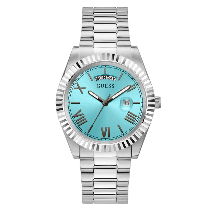 GUESS GW0265G11 Jam Tangan Pria Analog-Silver TIFFANY BLUE Original Garansi Resmi