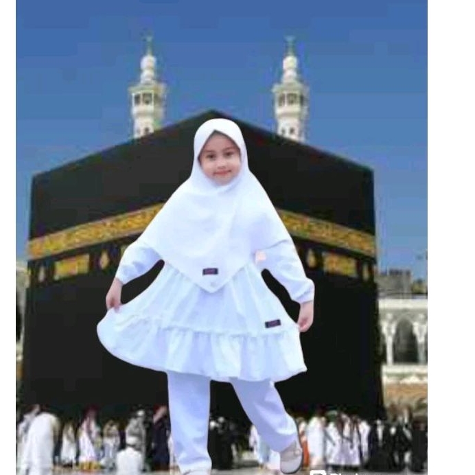 BAJU PUTIH BERSIH MANASIK HAJI UMROH ANAK PEREMPUAN