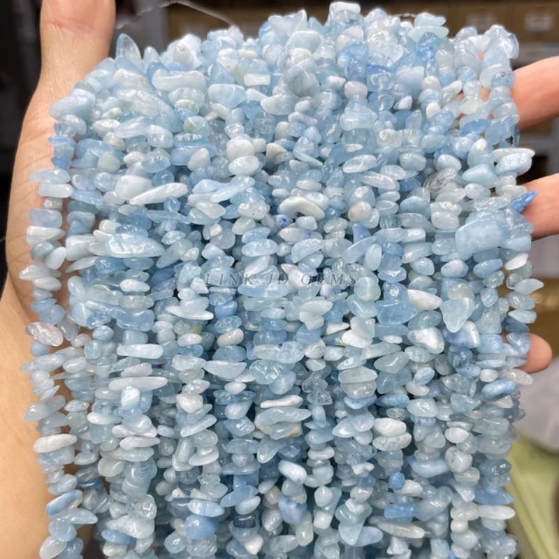 DIY GELANG Natural Stone Aquamarine Irregular Chips