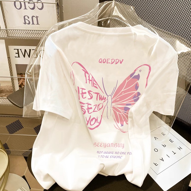 KODE G9F Kaos anak umur 212 tahun Knowza B366 1 cotton combed print kupukupu fashion motif Tren Popu