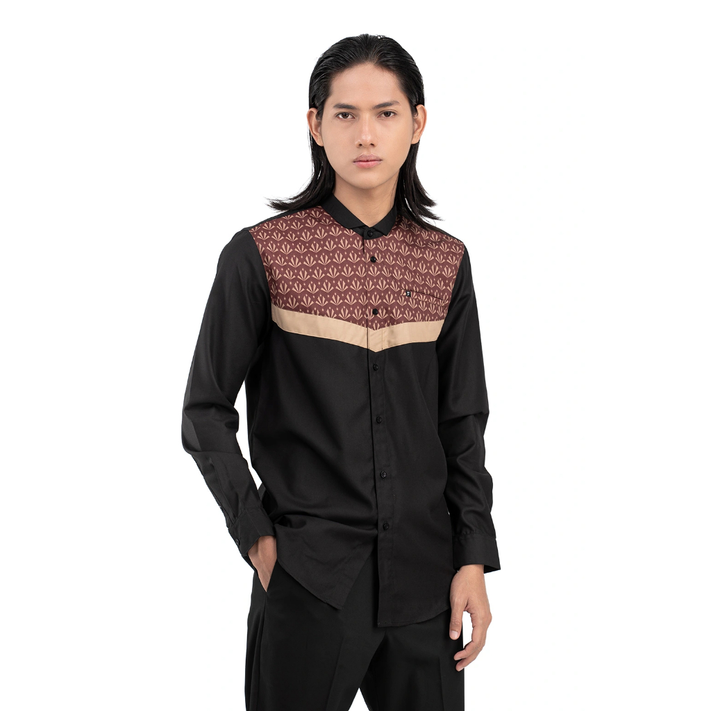 Fadkhera X Masjid Al Ihsan Black Baju Kemeja Koko Hitam Modern Fadkhera Kolaborasi