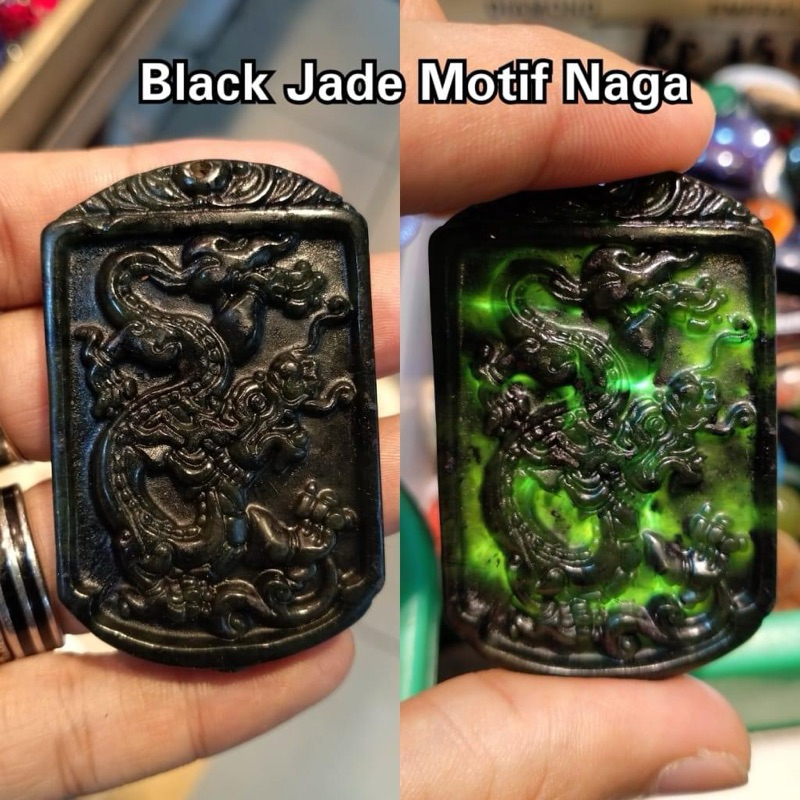 Kalung Kesehatan Black Jade Ukir Naga