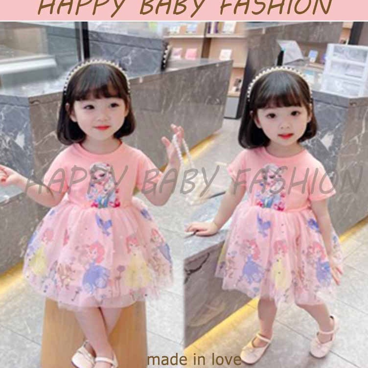 KODE E75L Happy Baby19 Tahun Dress Frozen Anak Perempuan katun kids Baju princess Elsa QZ143