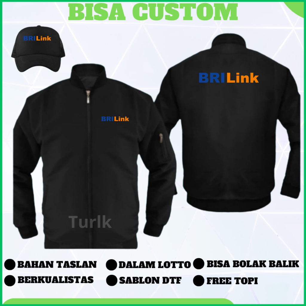 Jaket Brilink Jaket Bomber Brilink Custom Free Topi