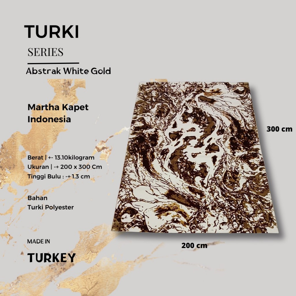 Karpet Turki Import Permadani Asli Turki Uk 200 x 300 Abstrak White Gold