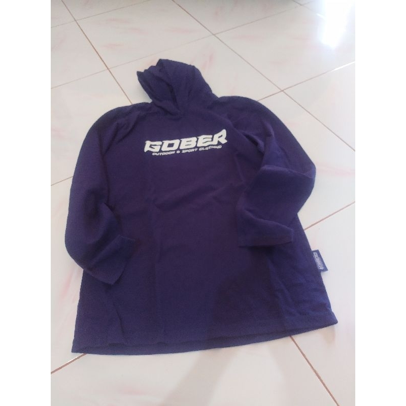 Jaket Hoodie Slip On Gober Size M Warna Biru