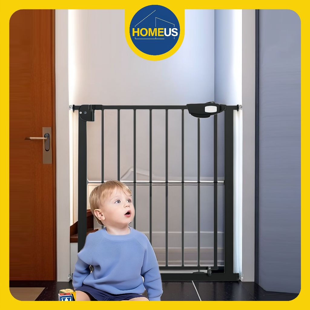 Homeus Baby Safety Gate Pagar Pintu Bayi Hitam Putih Penghalang Pintu Bayi Pagar Tangga Bayi Pagar P